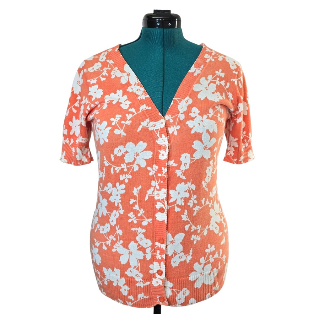Denim &‎ Company Floral Cardigan Sweater Womens Small Button Front Knit Top